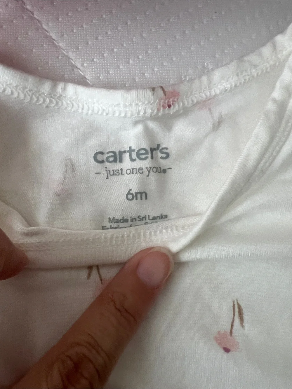 Carter's White Baby One-Piece with Pink Flamingo Print